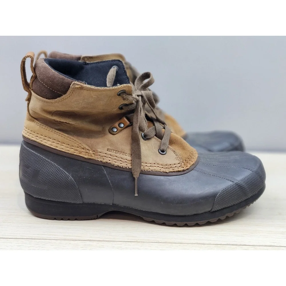 Sorel Cheyanne II Waterproof Duck Boots Mens 11 Elk Brown Leather‎ NM2101-286
